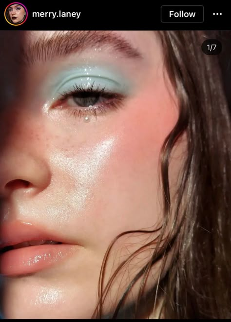 Dewey Makeup, Pearly Makeup, Wanna Play Mermaids, Glassy Skin, Infallible Foundation, Pastel Eyeshadow, Blue Eyeshadow Looks, Fest Outfits, Dewy Makeup