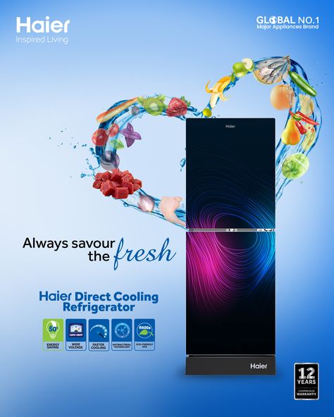 Food Offer Creative Ads, Fridge Social Media Design, Grocery Home Delivery Creative Ads, Refrigerator Social Media Design, Ready To Eat Food Creative Ads, Refrigerator Advertising, Refrigerator Ads Design, Haier Refrigerator, Luxury Refrigerator