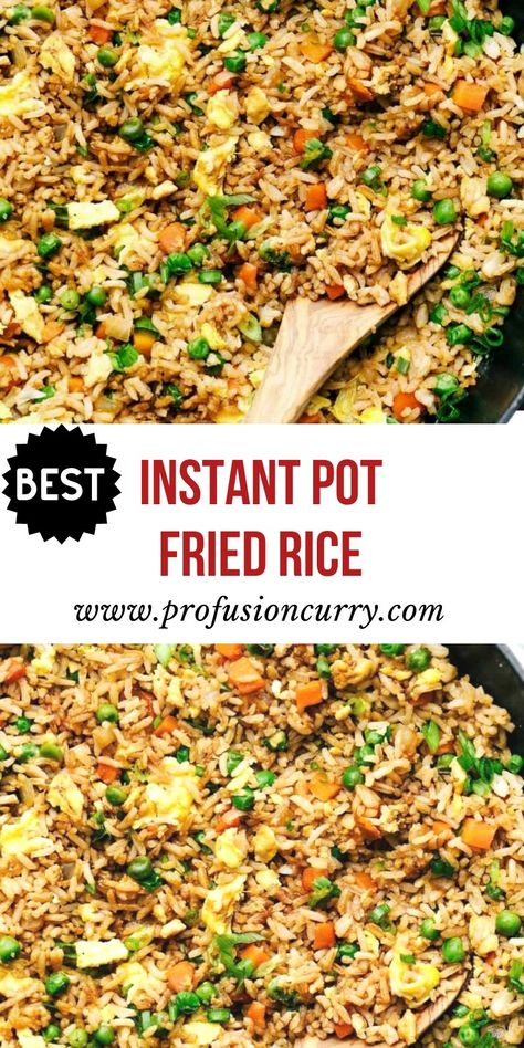 Vegetarian Fried rice Instant Pot Stir Fry Rice, Fried Rice Recipe Instant Pot, Pressure Cooker Fried Rice, Insta Pot Fried Rice Recipe, Chicken Fried Rice Instant Pot, Instapot Fried Rice, Fried Rice Instant Pot, Instant Pot Fried Rice, Ham Fried Rice