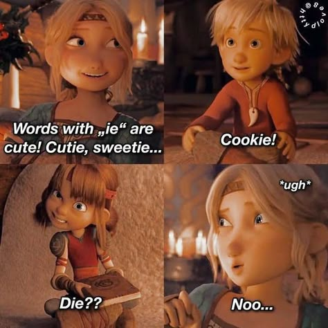 Hicks Und Astrid, Httyd Funny, Dragon Memes, Hiccup And Astrid, Funny Disney Jokes, Httyd Dragons, Dragon Trainer, Disney Jokes, Train Your Dragon