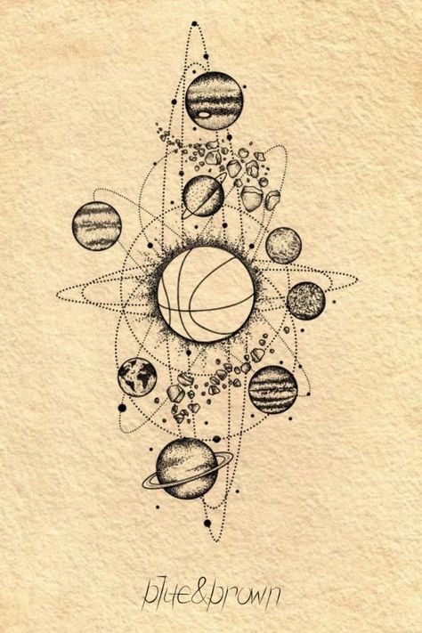 Basketball Tattoo Design, Basketball Tattoos, Basketball Drawings, Football Tattoo, Theme Tattoo, 200 Followers, Original Tattoos, Greek Tattoos, Basketball Wallpaper