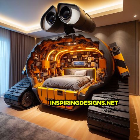 Giant Disney and Pixar Character Kids Beds Crazy Room Ideas, Crazy Beds, Lightning Mcqueen Bed, Weird Beds, Creative Beds, Disney Room, Disney Bedding, Disney Bedrooms, Amazing Bedroom Designs