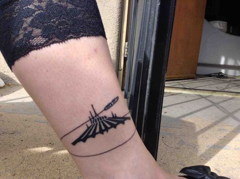 Space Mountain Tattoo, Crucifix Tattoo, Tattoo Mountain, Tattoo Disney, Castle Tattoo, Religious Tattoos, Mermaid Tattoos, Space Mountain, Mountain Tattoo