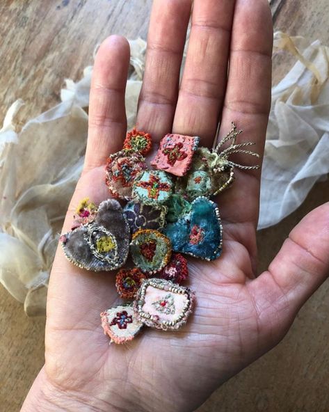 archive #charms #embroidery #love #fiberart #amuletos #crossstitch #embroideryart #omamori | Instagram Instagram Archive, Textile Art Embroidery, Bologna Italy, Fabric Journals, Fiber Jewelry, Assemblage Jewelry, Textile Jewelry, Fabric Beads, Fabric Projects