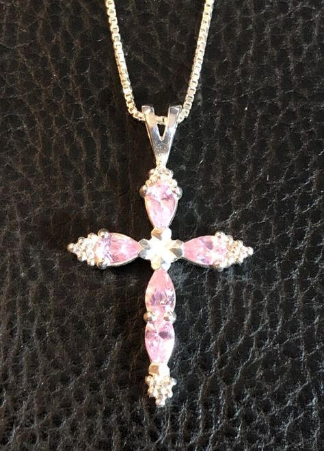 New! Sterling Silver Cross Necklace PINK Cubic Zirconia Gemstone 19" 4g 925 5117 was just added to eBay. Check it out! #eBay #eBaySeller https://ebay.us/uwdUtR Silver Cross Necklace, Sterling Silver Cross Necklace, Couture Jewelry, Sterling Silver Cross, Silver Cross, Fine Jewellery Necklace, Gemstone Necklace, Check It Out, Cross Necklace