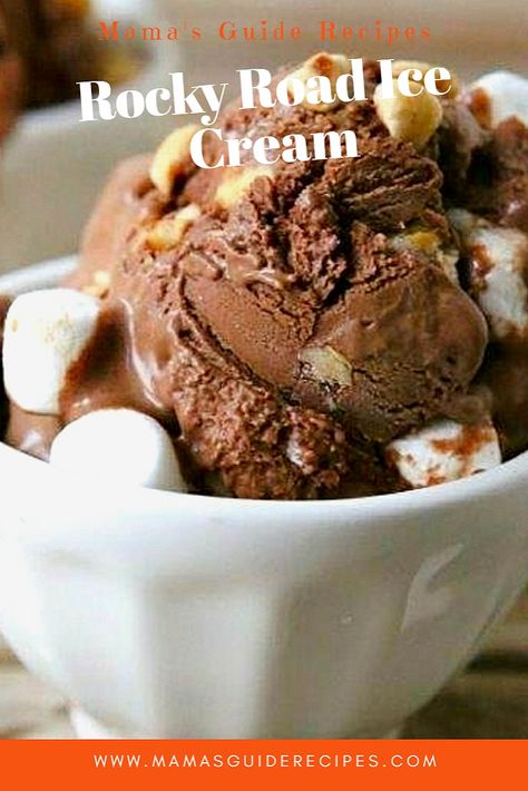 Homemade Rocky Road Ice Cream Homemade Rocky Road Ice Cream, Homemade Rocky Road, Diy Ice Cream Cake, Rocky Road Ice Cream, Christmas Ice Cream, Easy Ice Cream Cake, Ice Cream Stand, Ice Cream Maker Recipes, Ice Cream Ingredients