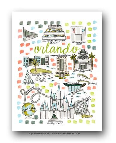 . Florida Illustration, Orlando Map, Trip Journal, Swim With Dolphins, Evelyn Henson, Florida History, Orlando Travel, Country Maps, Travel Illustration