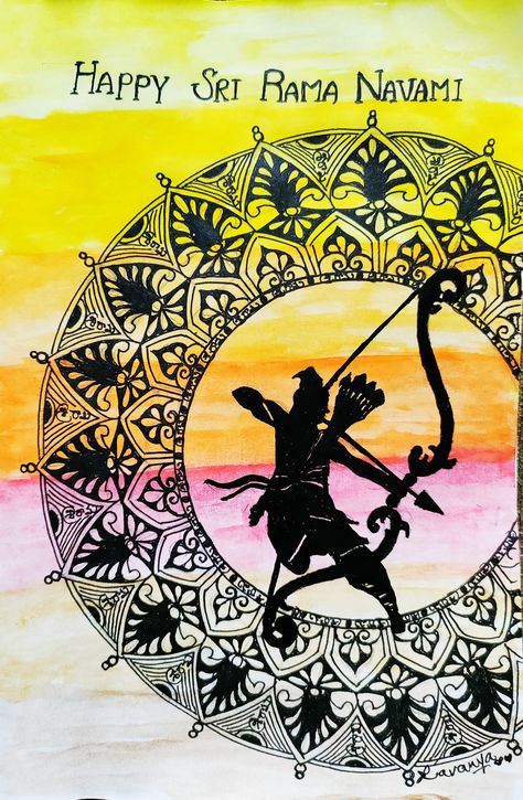 Happy Sri Rama Navami to everyone, mandala art with water colors Happy Sri Rama Navami, Art With Water, God Drawings, Sri Rama Navami, Rama Navami, Sketch Practice, Sri Rama, Journal Quotes, Water Colors