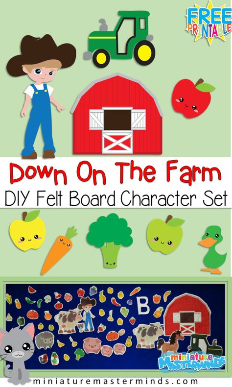 DIY Down On The Farm Felt Board Character Set For Stories and Play Felt Board Templates, Diy Felt Board, Felt Board Patterns, Flannel Board Stories, Felt Board Stories, Farm Preschool, Felt Stories, Farm Activities, Flannel Board