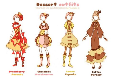 Dessert outfit Dessert Outfit, Candy Clothes, Groovy Fashion, Cool Clothes, Clothing Design Sketches, Food Clothes, Drawing Clothes, Cartoon Character Design, Geek Chic