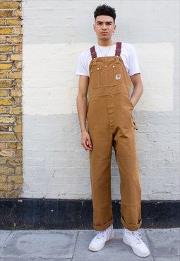 Tan Dungarees Outfit, Beige Overalls Outfit Men, Brown Overalls Outfits Men, Brown Dungarees Outfit, Carharrt Outfit, Overalls Outfit Men, Carhartt Overalls Mens, Pale Eyes, Canvas Overalls