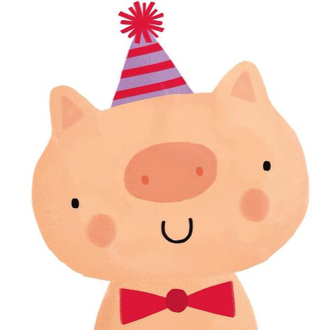 Birthday Cute Illustration, Cute Pig Illustration, Birthday Pig, Happy Birthday Drawings, Birthday Doodle, Happy Pig, Pig Drawing, Pig Illustration, Party Cartoon