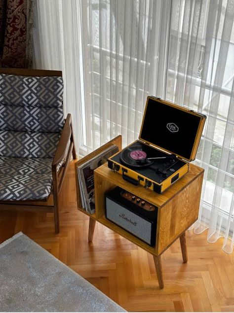 Wooden Record Player Stand, Turn Table Stand, Turntable Furniture Design, Storage Turntable, Turntable Cabinet, Vinyl Record Furniture, Turntable Furniture, Turntable Stand, Shelf Dimensions