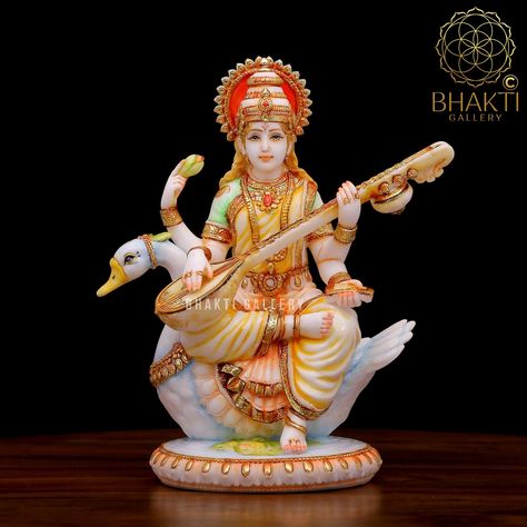 Dawn Goddess, Ma Saraswati, Saraswati Mata, Saraswati Idol, Goddess Of Knowledge, Saraswati Statue, God Blessings, Saraswati Devi, Saraswati Goddess