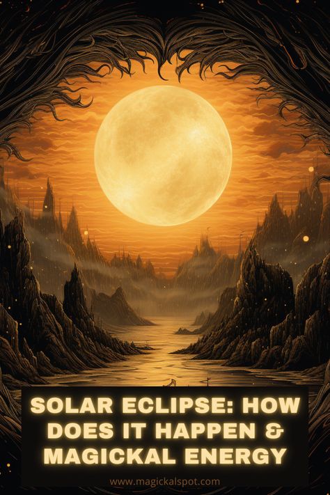 Experience the cosmic dance with "Solar Eclipse: How Does it Happen & Magickal Energy". 🌞🌚 Dive into the celestial mechanics behind this awe-inspiring event, and explore its potent mystical energies. From ancient beliefs to modern rituals, discover how the solar eclipse influences our spiritual practices. A cosmic read for astronomy lovers and magic practitioners alike. #SolarEclipse #CelestialMagic #CosmicEnergy Solar Eclipse Energy, Solar Eclipse Spells, Solar Eclipse Ritual, Solar Eclipse Magic, Eclipse Ritual, Eclipse Magic, Winter Full Moon, Eclipse Energy, Eclipse Art