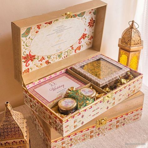 Diwali Packaging, Indian Wedding Invitation Box, Diwali Hampers, Hamper Gifts, Wedding Gift Hampers, How To Get Married, Indian Wedding Gifts, Hamper Box, Wedding Card Frames