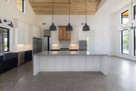 Concrete Barndominium, Residential Polished Concrete Floors, Concrete Floor Kitchen, Concrete Kitchen Floor, Polished Concrete Kitchen, Seal Concrete Floor, Concrete Floors In House, Stain Concrete, Polished Concrete Floors