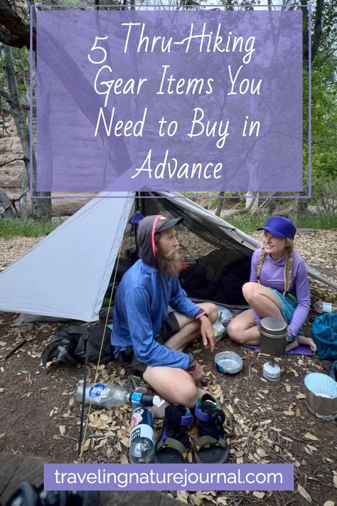 Whether you’re planning for your first thru-hike or any thru-hike after, there are a few pieces of thru-hiking gear that you need to buy months in advance. It can be frustrating to plan farther ahead, but if you do, you’ll be happy when you start your thru-hike. After 17 thru-hikes, I’ve run the gambit of planning from nothing but getting off the couch to massive spreadsheets. I compiled this list for you, so you don’t get screwed before your hike. Read on to yourself a lot of frustration. Thru Hiking Gear, Hiking Canada, Hiking Must Haves, Hiking Hacks, Hiking Gear List, Thru Hike, Beginner Hiking, Ultralight Hiking, The Gambit