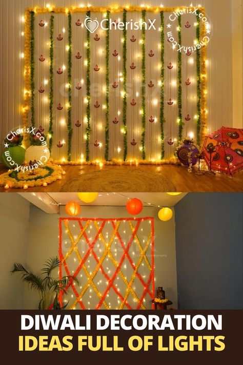 Diwali Decoration Ideas Decoration For Mandir At Home, Diwali Decoration Theme, Diwali Decor Outside House, Lighting Decoration For Diwali, Home Decoration On Diwali, Diwali Party Backdrop Ideas, Office Decor Lighting, Diwali Decoration Background, Diwali Decoration For Mandir