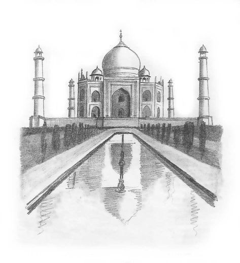 #artist #pencil #artwork #pencilart #pencilsketch #sketchbook #draw #artistsoninstagram Taj Mahal Drawing, Tac Mahal, Pencil Sketches Landscape, Landscape Pencil Drawings, Nature Art Drawings, Landscape Sketch, Cool Pencil Drawings, Perspective Art, Art Drawings Sketches Pencil