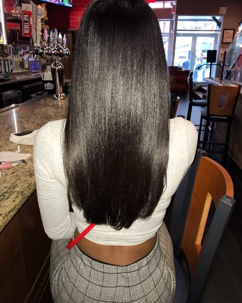 Long Relaxed Hair, Chocolate Girl, Pressed Natural Hair, Silk Press Natural Hair, Tape Ins, Long Shiny Hair, Beautiful Natural Hair, Hair Laid, Natural Hair Inspiration