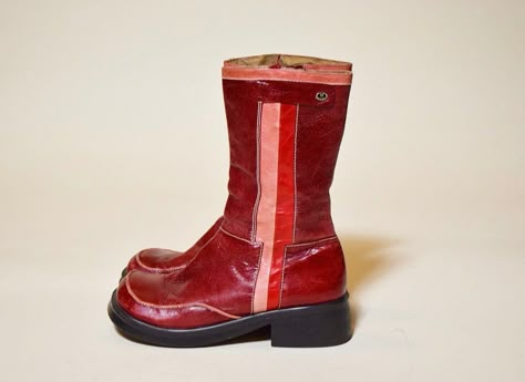 Red Vintage Boots, 80s Boots, Chunky Leather Boots, 70s Boots, 90s Boots, Retro Boots, Boots Vintage, Shoe Inspo, Red Boots