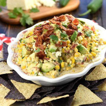 Ultimate Mexican Street Corn Dip • FIVEheartHOME Corn In The Oven, Mexican Corn Dip, Street Corn Dip, Mexican Street Corn Dip, Mexican Street Corn Recipe, Street Corn Recipe, Corn Dip Recipes, Mexican Street Corn Salad, Corn Dip