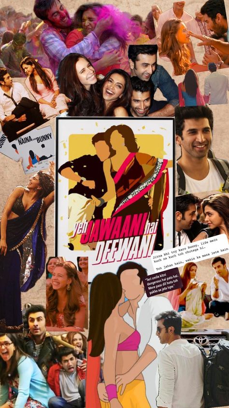 yeh Jawaani hai deewani Yeh Jawaani Hai Deewani Poster, Yeh Jawaani Hai Deewani Quotes, Ye Jawaani Hai Deewani, Yeh Jawaani Hai Deewani Aesthetic, Yjhd Aesthetic, Yjhd Quotes, Yeh Jawaani Hai Deewani, Old Bollywood Movies, Movie Character Posters