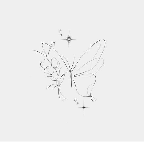 Dream Tattoos Symbol, Tattoo Ideas Fineline, Fine Line Fairy Tattoo, Aesthetic Butterfly Design, Fine Line Tattoos For Women, Line Tattoos For Women, Small Girly Tattoos, Knitted Hoodie, Small Pretty Tattoos