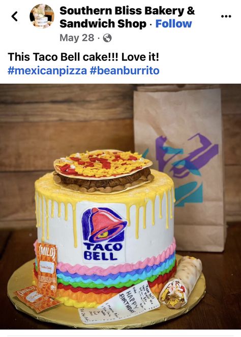 Taco Bell Cake, Taco Bell Birthday, Taco Bell Wedding, Bakery Sandwich, Taco Cake, Cute Christmas Cookies, Luxury Cake, Cool Cake Designs, Sandwich Shop