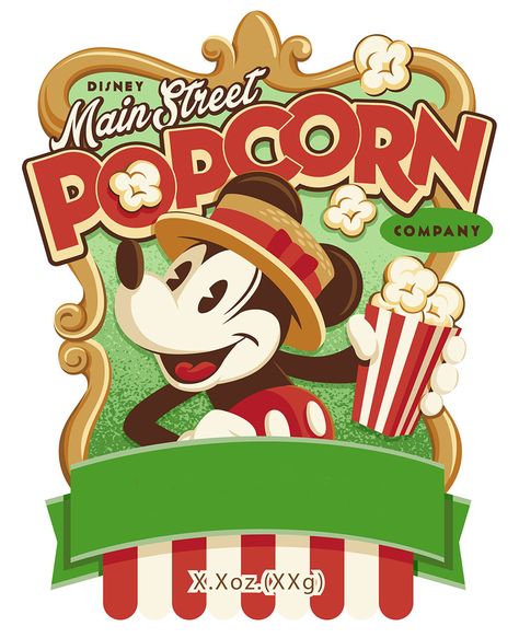 Disney Main Street, National Popcorn Day, Popcorn Day, Vintage Disney Posters, Popcorn Flavors, Disneyland Birthday, Disney Printables, Retro Disney, Images Disney