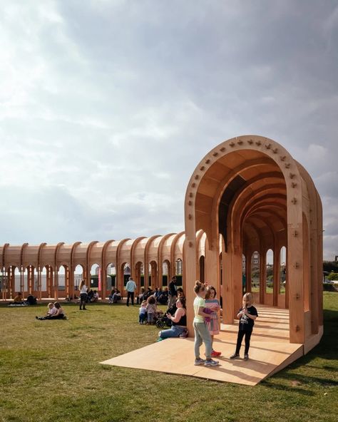 The Riwaq colonnade in Hove references Islamic architecture Pavilion Architecture, Pavilion Design, Canal House, Good Readers, Milan Design Week, East Sussex, Islamic Architecture, Structural Engineering, Community Events