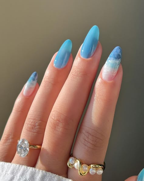 Pool Nails, Ocean Nails, Nail Shades, Aqua Nails, 2024 Nails, Edgy Nails, Summery Nails, Simple Summer, Mermaid Nails