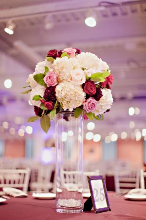 Tall Hydrangea and Rose Reception Centerpiece Hydrangea Bouquet Wedding, Tall Wedding Centerpieces, Hydrangea Centerpiece, Lavender Bouquet, Tall Centerpieces, Reception Centerpieces, Rustic Wedding Centerpieces, Tall Vase, Breathtaking Wedding