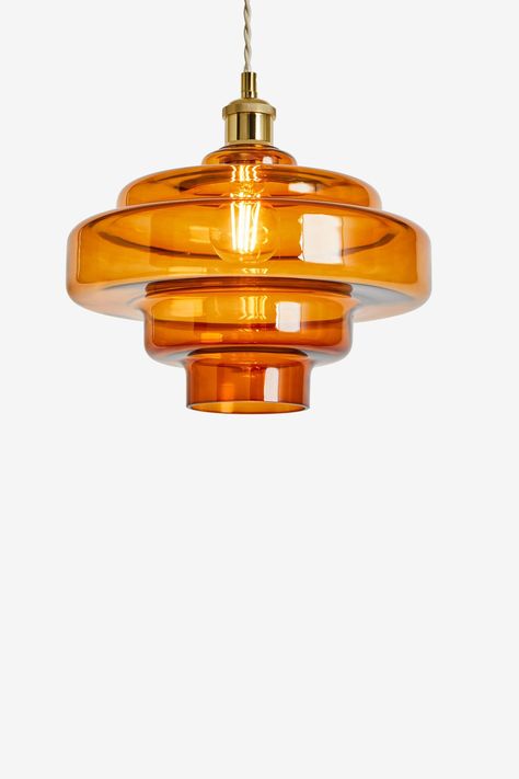 Amber Light Fixture, Colored Glass Pendant Light, 70s Pendant Light, Retro Light Fixtures, Retro Ceiling Light, 70s Lamp, Orange Lamp, Mcm Lighting, Art Deco Light