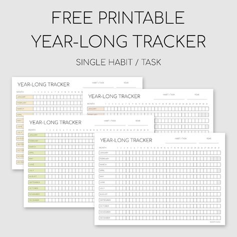 Free Printable Year-Long Single Habit Tracker #free #printable #habittracker #habit #printables #tracker Yearly Habit Tracker Printable Free, Yearly Habit Tracker Printable, Free Printable Habit Tracker Monthly, Daily Habits Tracker Free Printable, Printable Organization, Mini Habits, Habit Tracker Bullet Journal Printable, Printable Forms, Seven Habits