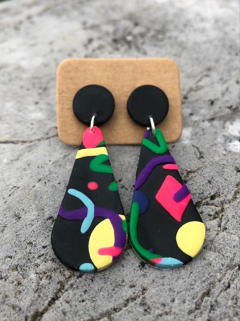 80s Clay Earrings, 90s Polymer Clay Earrings, 90s Clay Earrings, 90s Earrings Aesthetic, Homemade Polymer Clay, 90s Earrings, 1980s Jewelry, Aesthetic Earrings, Diy Earrings Polymer Clay