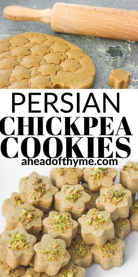 Persian Chickpea Cookies, Persian Walnut Cookies, Gluten Free Pistachio Cookies, Persian Cookies Recipes, Persian Baking, Persian Christmas, Persian Cookies, Persian Desserts, Cardamom Cookies