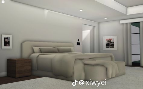 Bloxburg House Apartment, Modern Bedroom Bloxburg, Bloxburg Apartment, Roblox Houses, Concrete Room, Beach House Flooring, Bloxburg Rooms, Bloxburg Interior, Bloxburg Bedroom