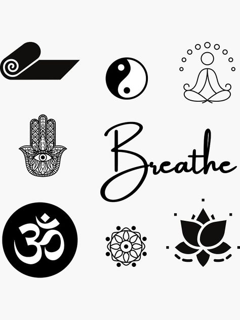 "Yoga Sticker Pack" Sticker by m95sim | Redbubble Yoga Stickers, Poster Paint, Yoga Design, Doodle Art Designs, Aesthetic Stickers, Stickers Packs, Yoga Meditation, Mask For Kids, Doodle Art