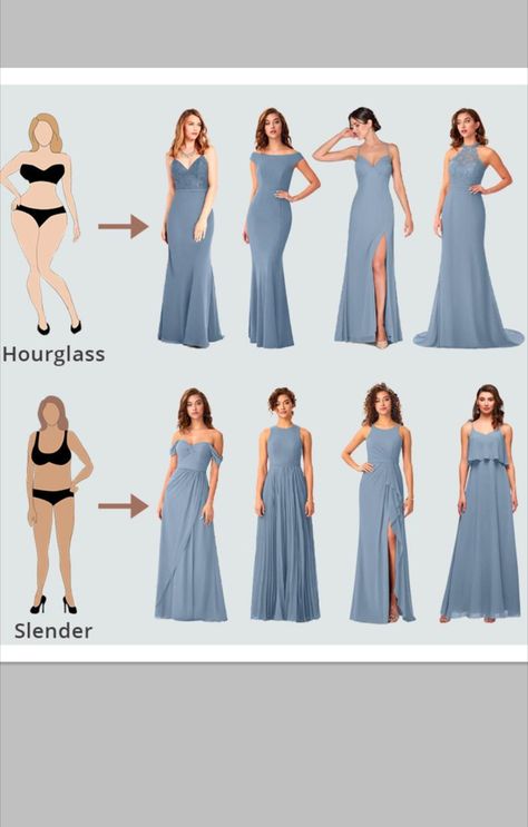 Dusty Blue Bridesmaid Dresses Wedding Guest Dusty Blue, Bridesmaid Dresses For Hourglass Shape, Bridesmaid Dresses Blue Satin, Bridesmaid Dresses Styles Body Types, Best Wedding Dress For Body Type, Dusty Blue Dress Formal, Dusty Blue Bridesmaid Dresses Long, Bridesmaid Gown Elegant, Bridesmaid Dress Patterns