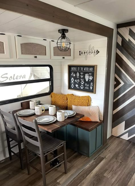 Small Travel Trailer Remodel, Small Travel Trailer, Small Camper Interior, Lighting Scandinavian, Bohemian Lighting, Rv Interior Design, Motorhome Remodel, Interior Makeover, Rv Interior Remodel