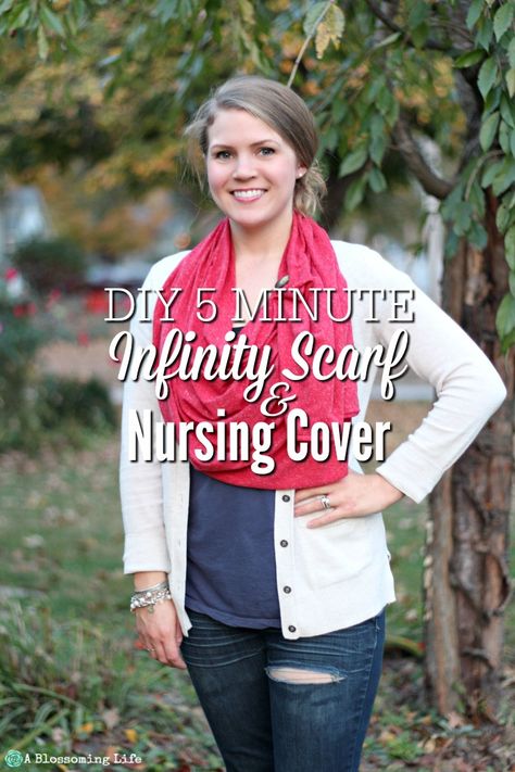 diy-5-minute-infinity-scarf-nursing-cover Diy Nursing Cover, Nursing Cover Pattern, Nursing Cover Up, Diy Nursing, Nursing Scarf, Baby Diy Projects, Diy Fashion Projects, Breastfeeding Cover, Pumping Moms