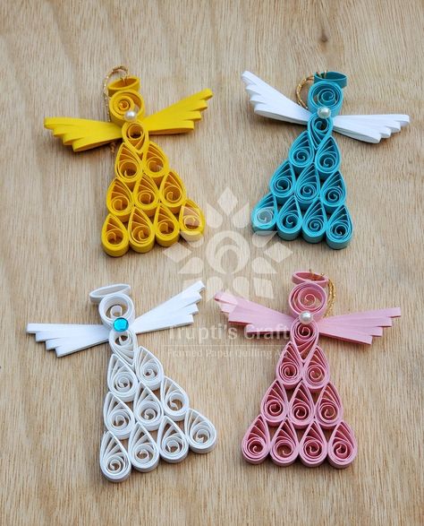 Paper Quilling Angel Ornament / Christmas Stocking Stuffer/ | Etsy Diy Quilling Crafts, Paper Angel, Paper Quilling Jewelry, Quilling Work, Quilling Christmas, Paper Quilling Patterns, Quilled Creations, Quilling Jewelry, Quilling Craft