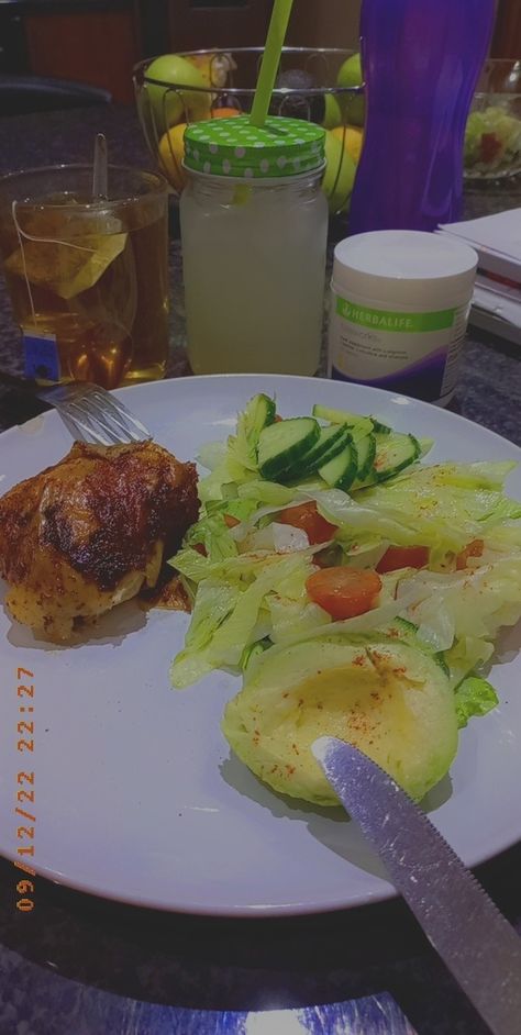 A dish with Vitamins, protein, healthy oils and a fresh salad 🥗 . Supper does not have to be boring at all. To finish off the meal - I am enjoying Chamomile tea and Niteworks Herbalife to help with sleeping well 😴💤 Niteworks Herbalife, Sleeping Well, Fresh Salad, Chamomile Tea, Healthy Oils, Balanced Meals, Fresh Salads, Wellness Coach, Fresh Rolls