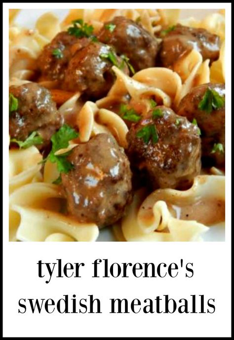 Chefs Plate Recipes, Tyler Florence Recipes, Polish Dishes, Celebrity Chef Recipes, Meatball Dishes, Cream Gravy, Tyler Florence, Crock Pot Meatballs, Scandinavian Food