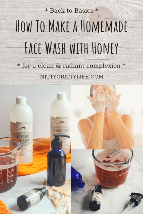 This homemade natural face wash with honey couldn't be simpler to prepare!  The gentle foam of this honey cleanser fulfills all my "suds means clean" preconceived notions while the honey and glycerin help to the dryness associated with soap based cleansers. This honey face wash is great for removing everyday makeup, dirt and grime! #homemadeskincare #diyskincare     via @nittygrittylife Honey Face Wash, Homemade Face Wash, Natural Face Wash, Homemade Moisturizer, Honey Face, Face Scrub Homemade, Homemade Facials, Natural Cleanser, Diy Skincare