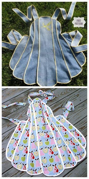 Free Plus Size Apron Pattern, Sewing An Apron, 2 Yard Sewing Projects, Sewing Aprons Patterns Free, Creative Apron Design, Denim Apron Diy Recycle Jeans, Free Apron Sewing Patterns, Free Apron Pattern, Fabric Art Diy