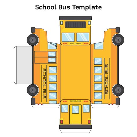 School Bus Template Paper School Template, School Bus Paper Craft, School Templates Printables, School Bus Template Free Printable, 3d Printable Templates, Paper Crafts Templates Printable, Car Template Free Printable, Cardboard School Bus, Paper Templates Free Printable Crafts