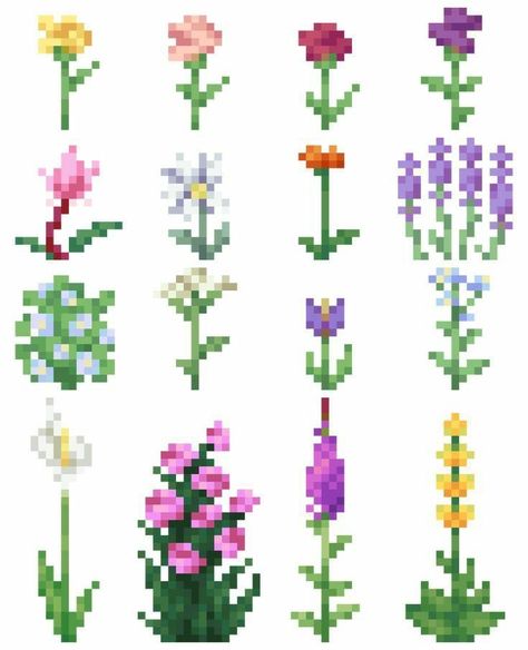 Minecraft Lilac Flower, Minecraft Flowers Aesthetic, Minecraft Flower Texture Pack, Minecraft Flower Mod, Pixel Drawing Flower, Minecraft Pixel Art Cute, Pixel Flowers Art, Minecraft Block Art Flower, Minecraft Flower Drawing